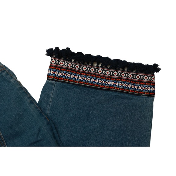 Eloquii wide leg high rise‎ jeans boho hippie fringe embroidery sz 16 - Picture 4 of 8